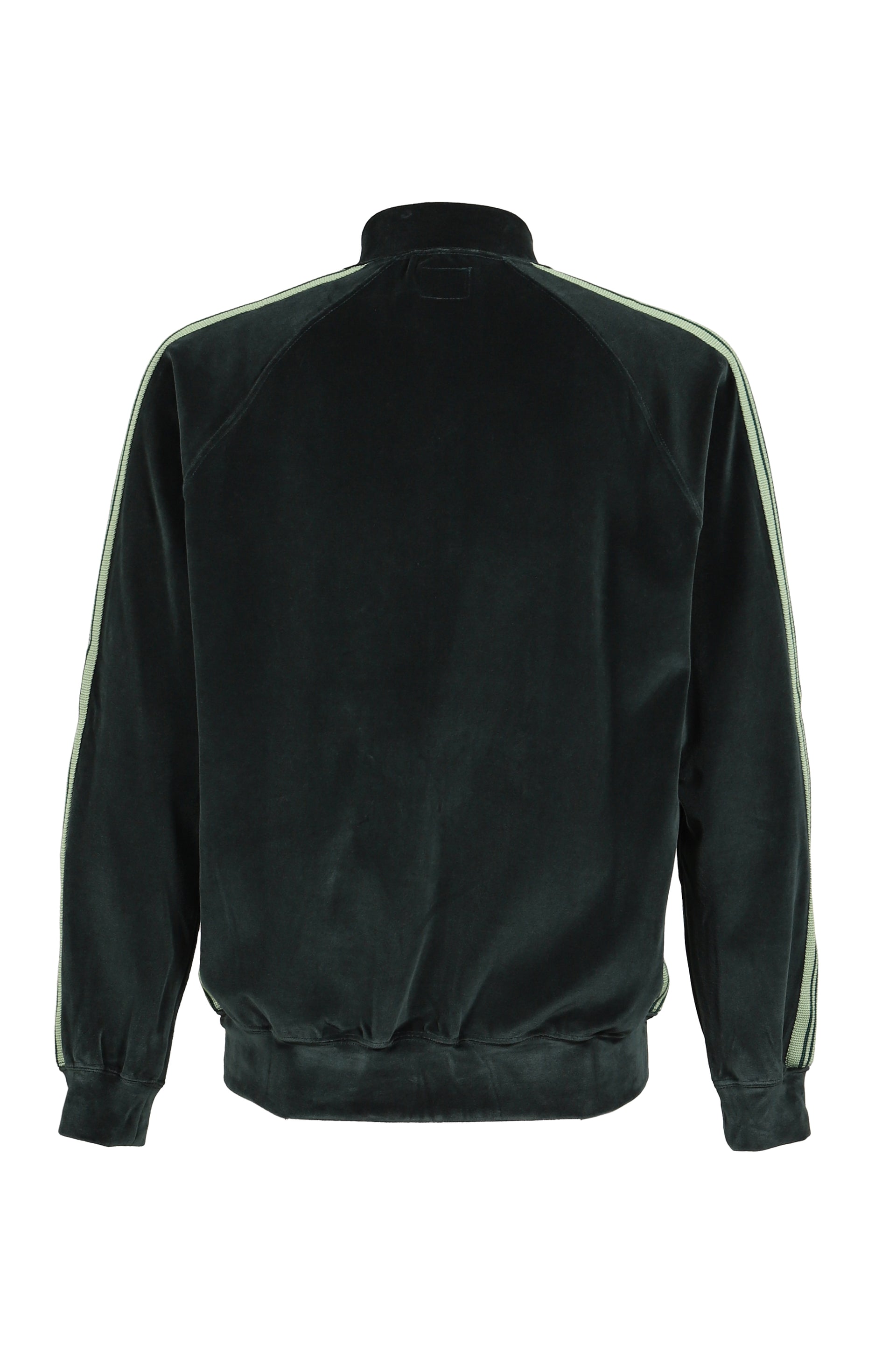 RIB COLLAR TRACK JACKET - C/PE VELOUR / GRN