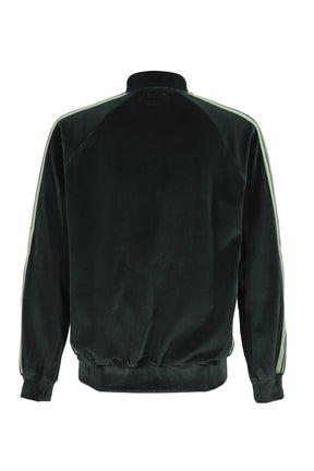 RIB COLLAR TRACK JACKET - C/PE VELOUR / GRN
