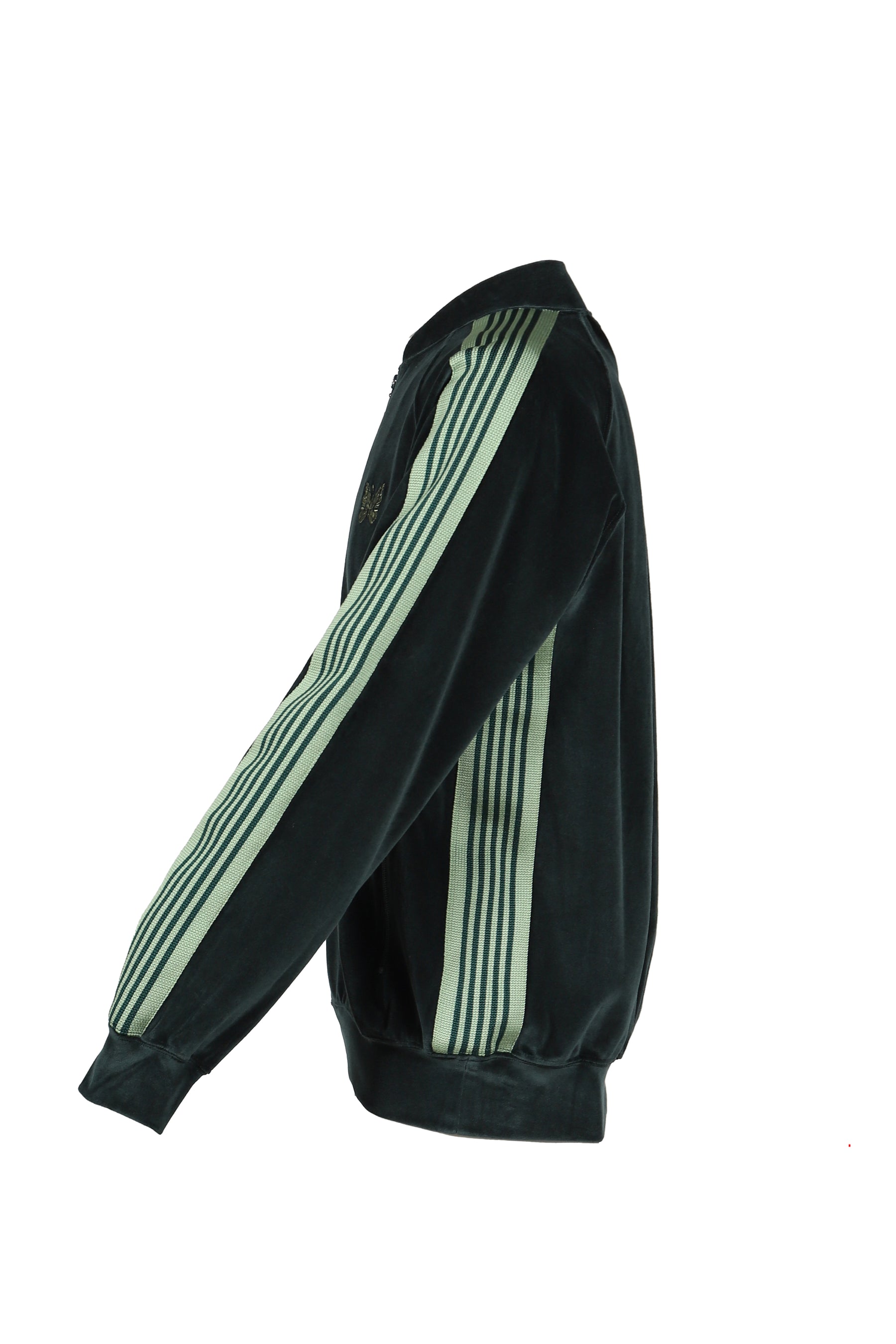RIB COLLAR TRACK JACKET - C/PE VELOUR / GRN