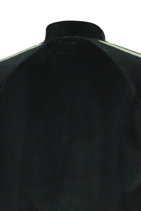 RIB COLLAR TRACK JACKET - C/PE VELOUR / GRN