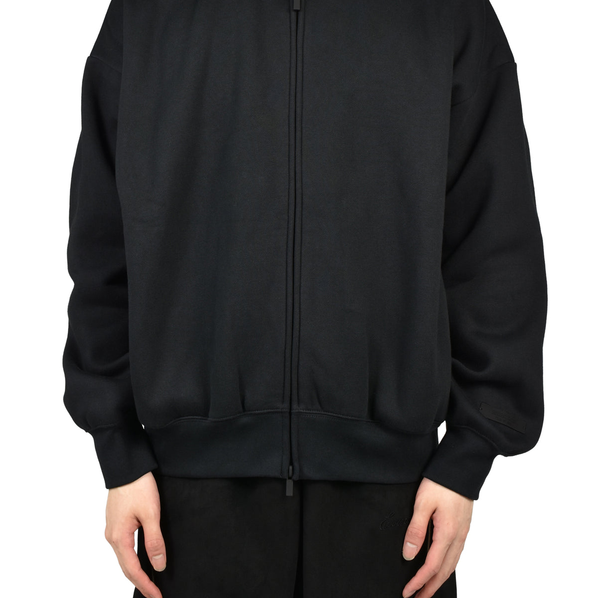 ESSENTIALS SS26 CLASSIC FIT FLEECE ZIP-UP HOODIE / VTG BLK / WHT