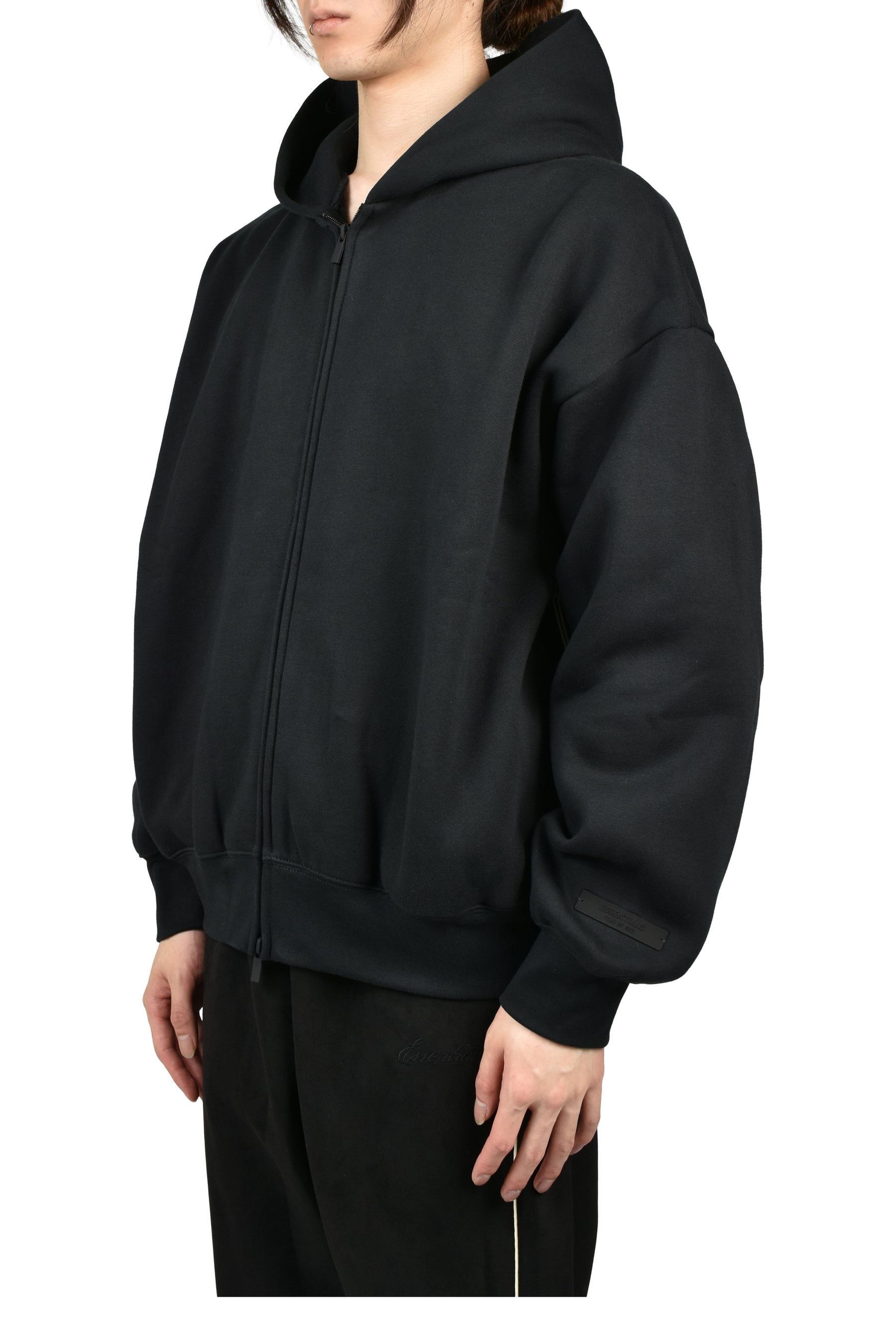 CLASSIC FIT FLEECE ZIP-UP HOODIE / VTG BLK / WHT