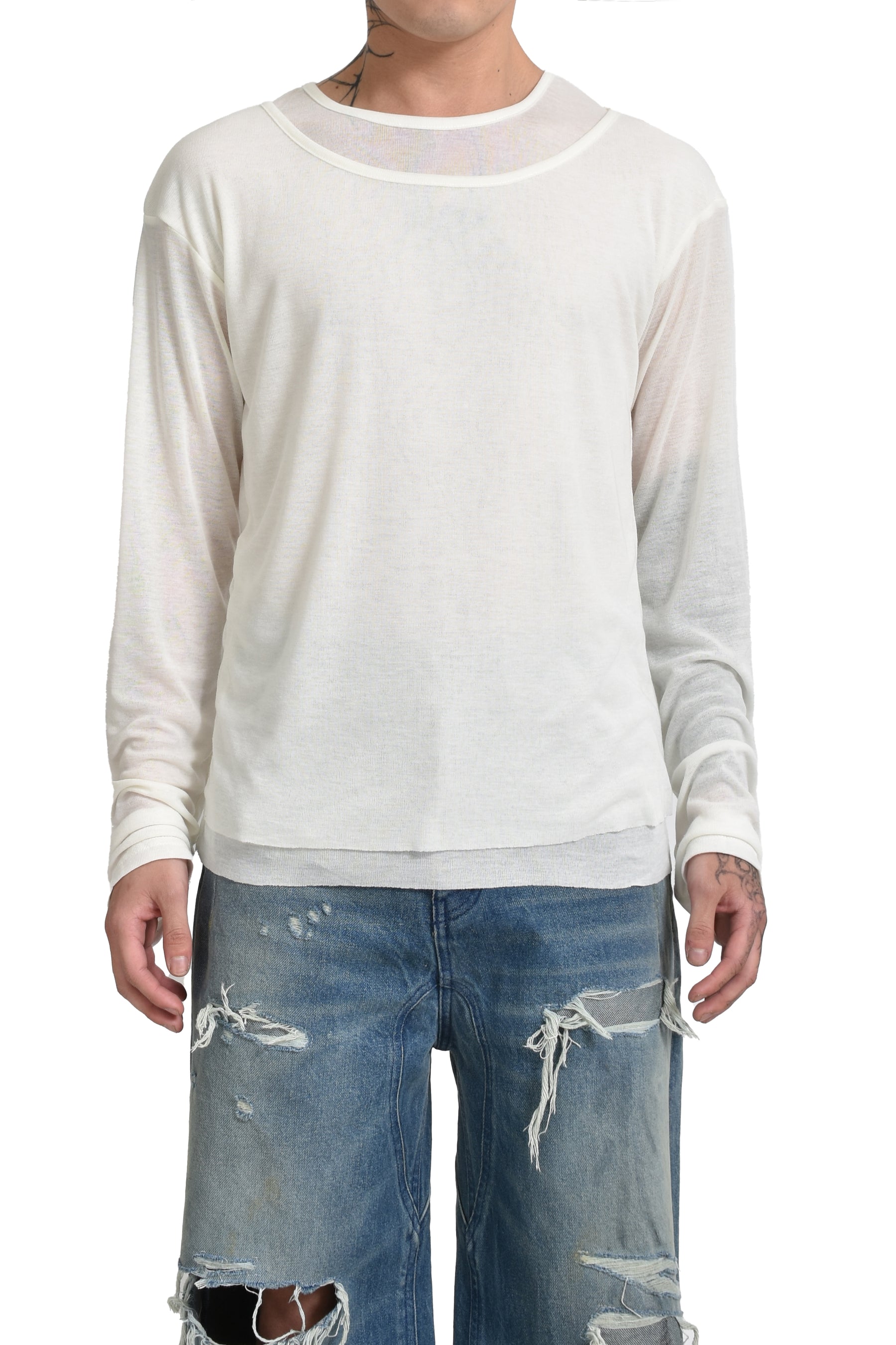 DOUBLE LAYERED LONG SLEEVE / WHT