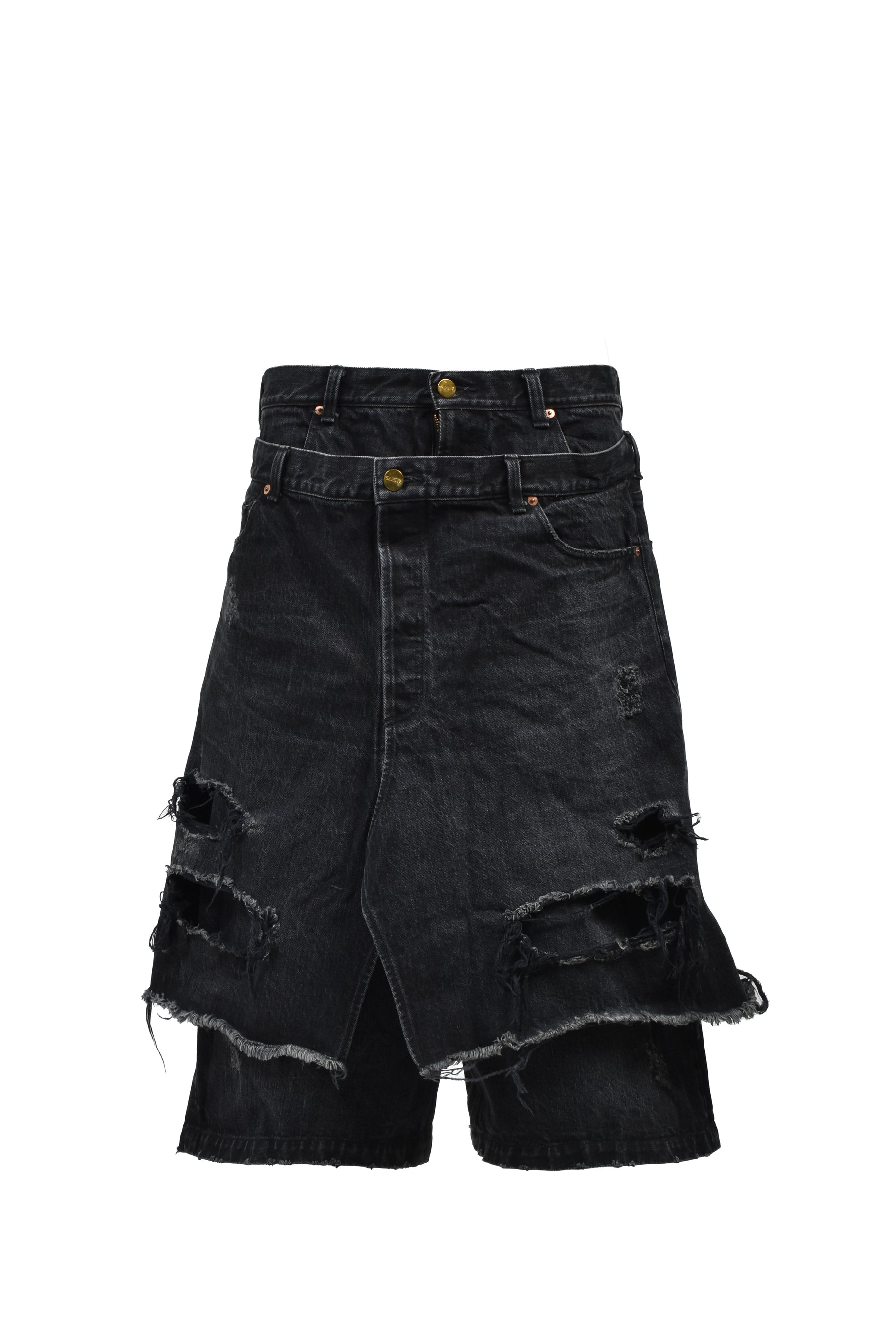DOCKING STYLE DENIM SHORTS / BLK 