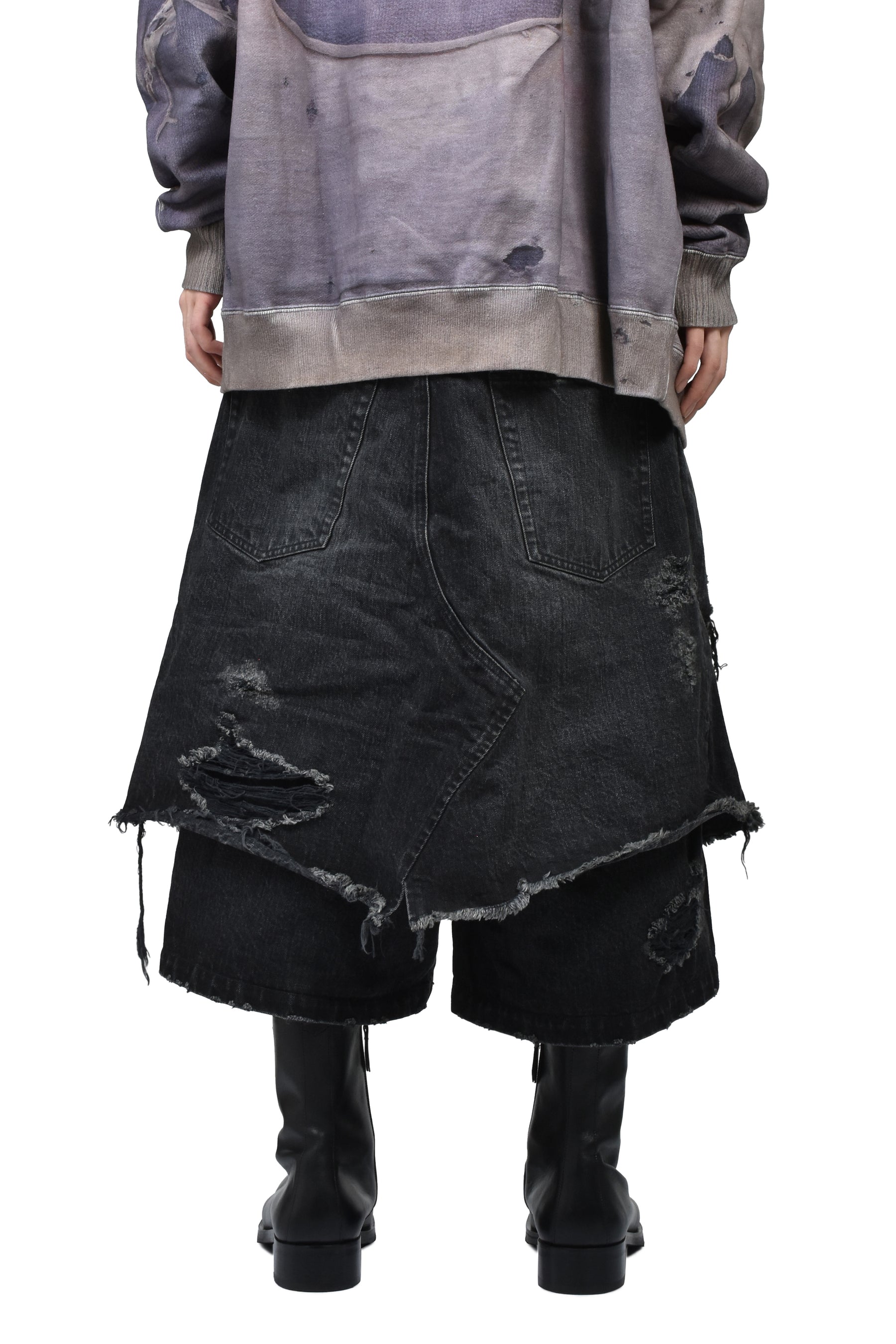 DOCKING STYLE DENIM SHORTS / BLK 