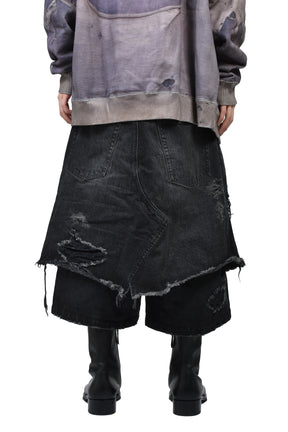 DOCKING STYLE DENIM SHORTS / BLK 