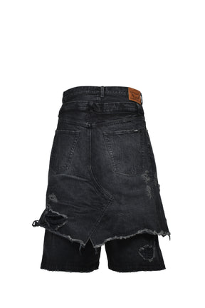 DOCKING STYLE DENIM SHORTS / BLK 