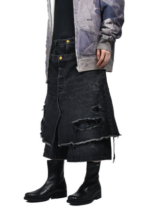 DOCKING STYLE DENIM SHORTS / BLK 