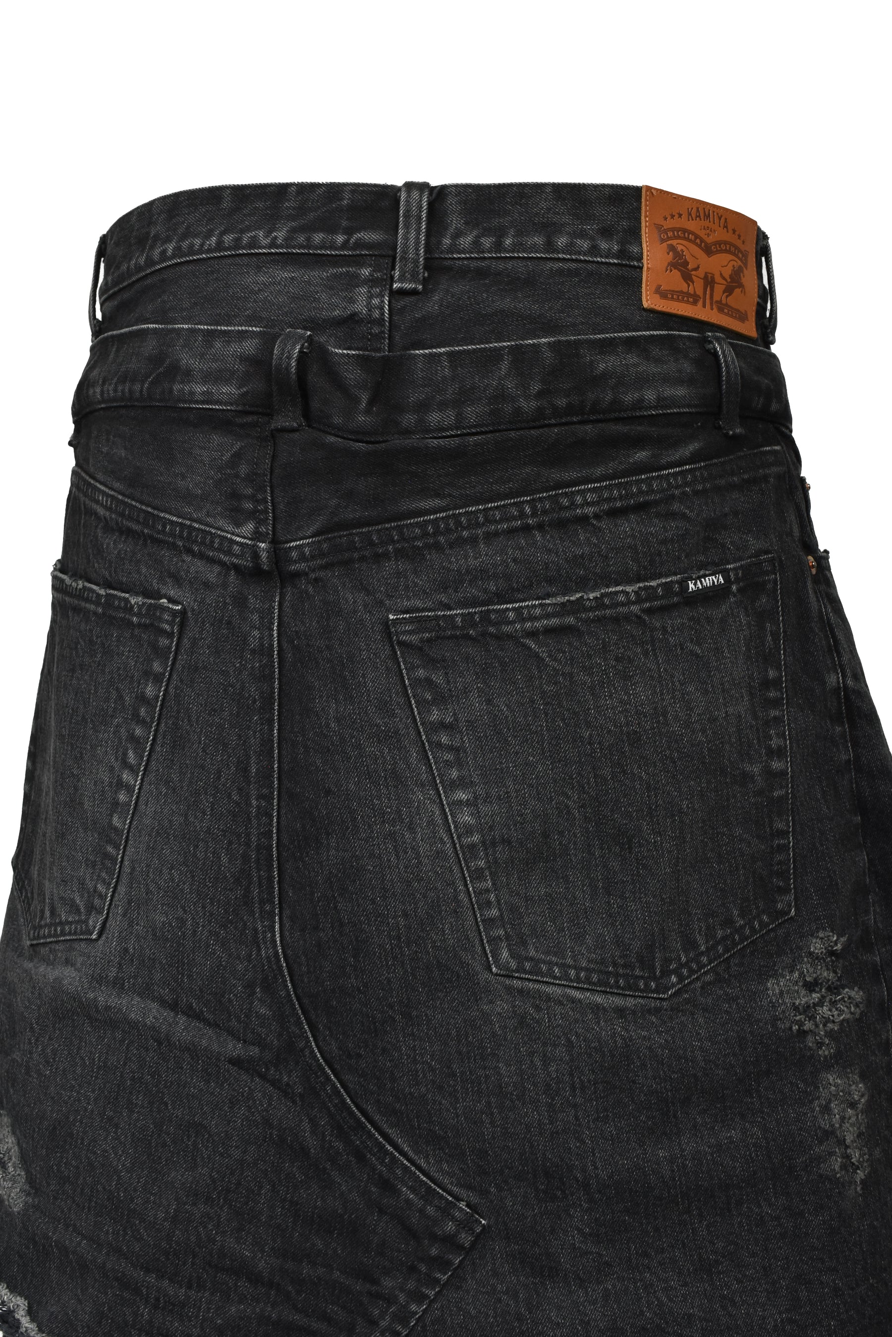 DOCKING STYLE DENIM SHORTS / BLK 