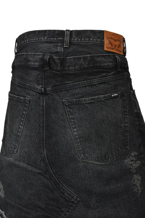 DOCKING STYLE DENIM SHORTS / BLK 