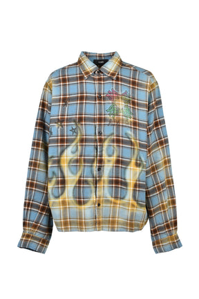 MA QUAD FLAMES FLANNEL LS SHIRT / BLU