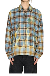 MA QUAD FLAMES FLANNEL LS SHIRT / BLU