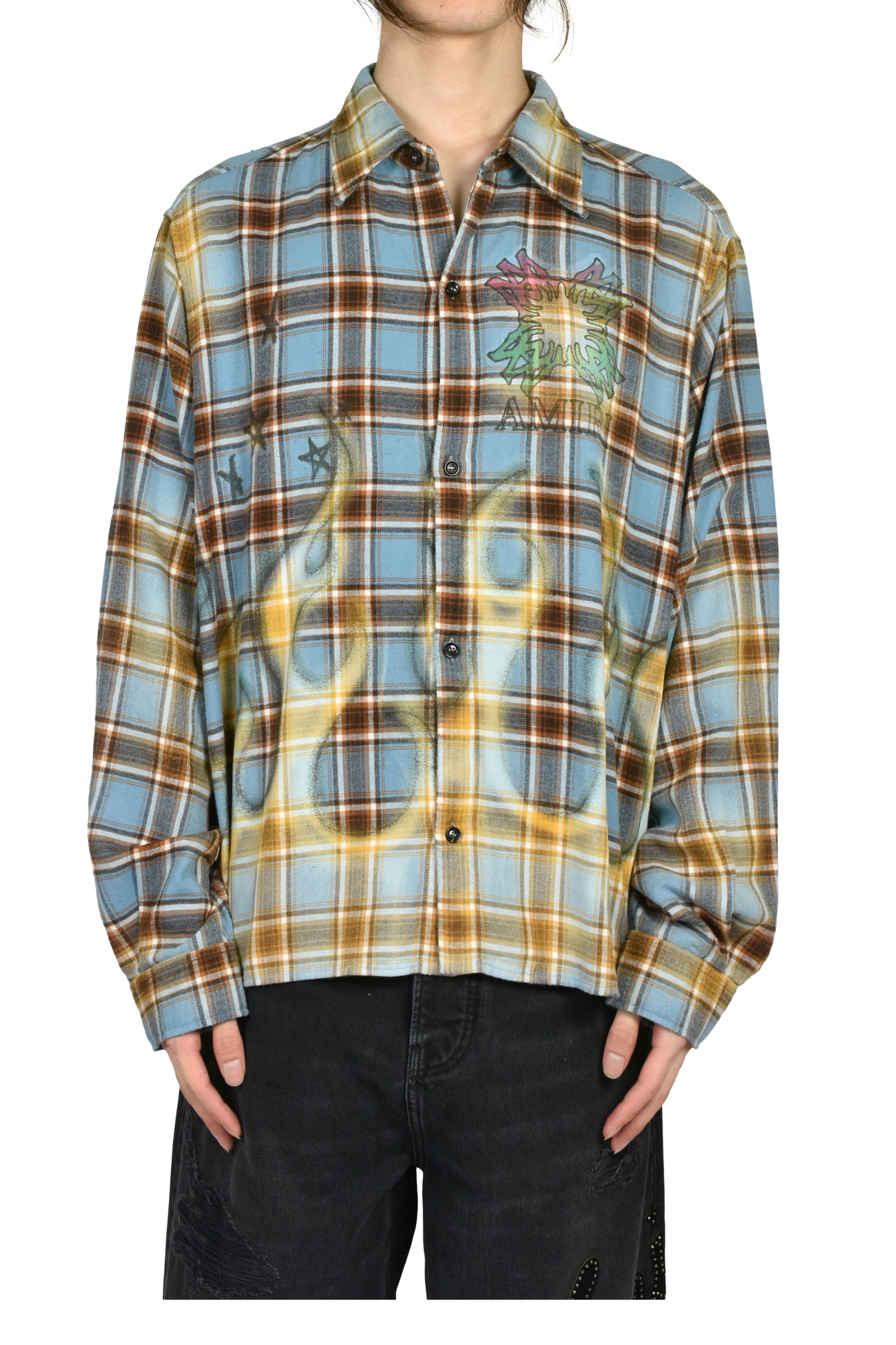 MA QUAD FLAMES FLANNEL LS SHIRT / BLU