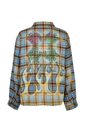 MA QUAD FLAMES FLANNEL LS SHIRT / BLU