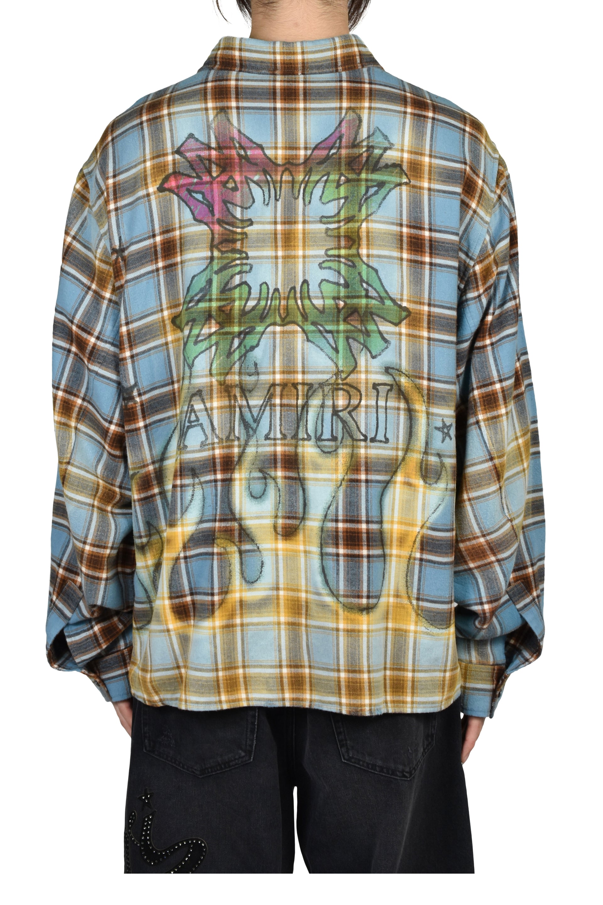 MA QUAD FLAMES FLANNEL LS SHIRT / BLU
