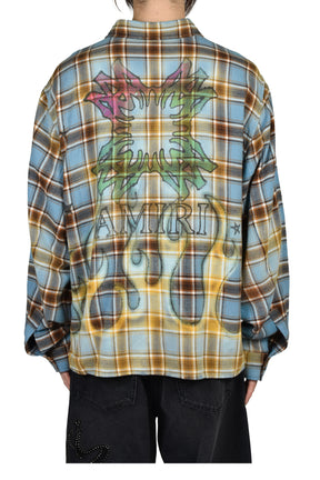 MA QUAD FLAMES FLANNEL LS SHIRT / BLU