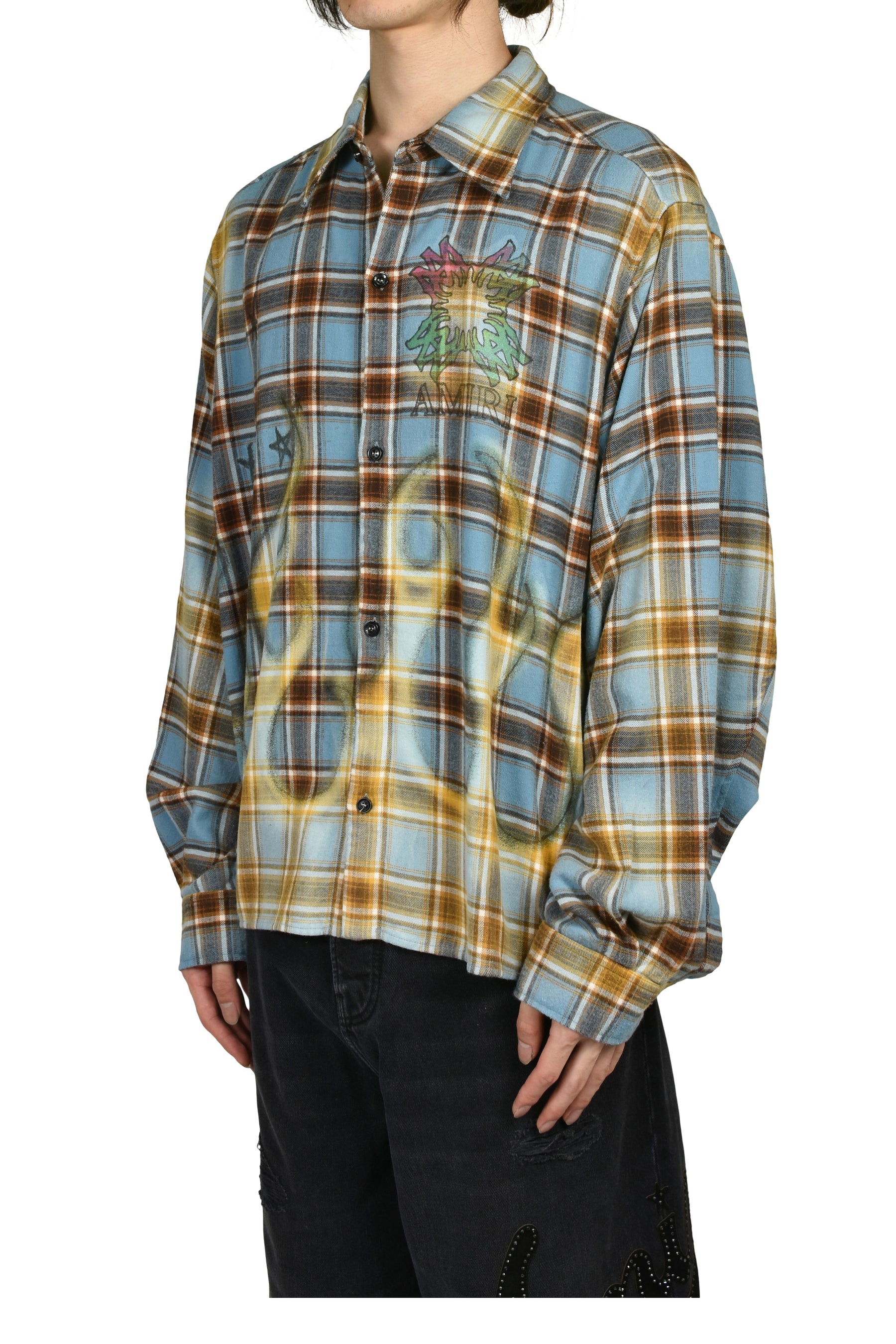 MA QUAD FLAMES FLANNEL LS SHIRT / BLU