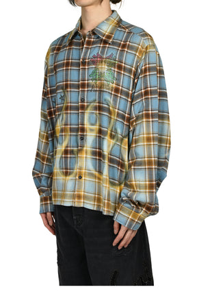 MA QUAD FLAMES FLANNEL LS SHIRT / BLU
