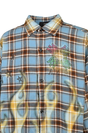 MA QUAD FLAMES FLANNEL LS SHIRT / BLU