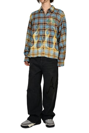 MA QUAD FLAMES FLANNEL LS SHIRT / BLU