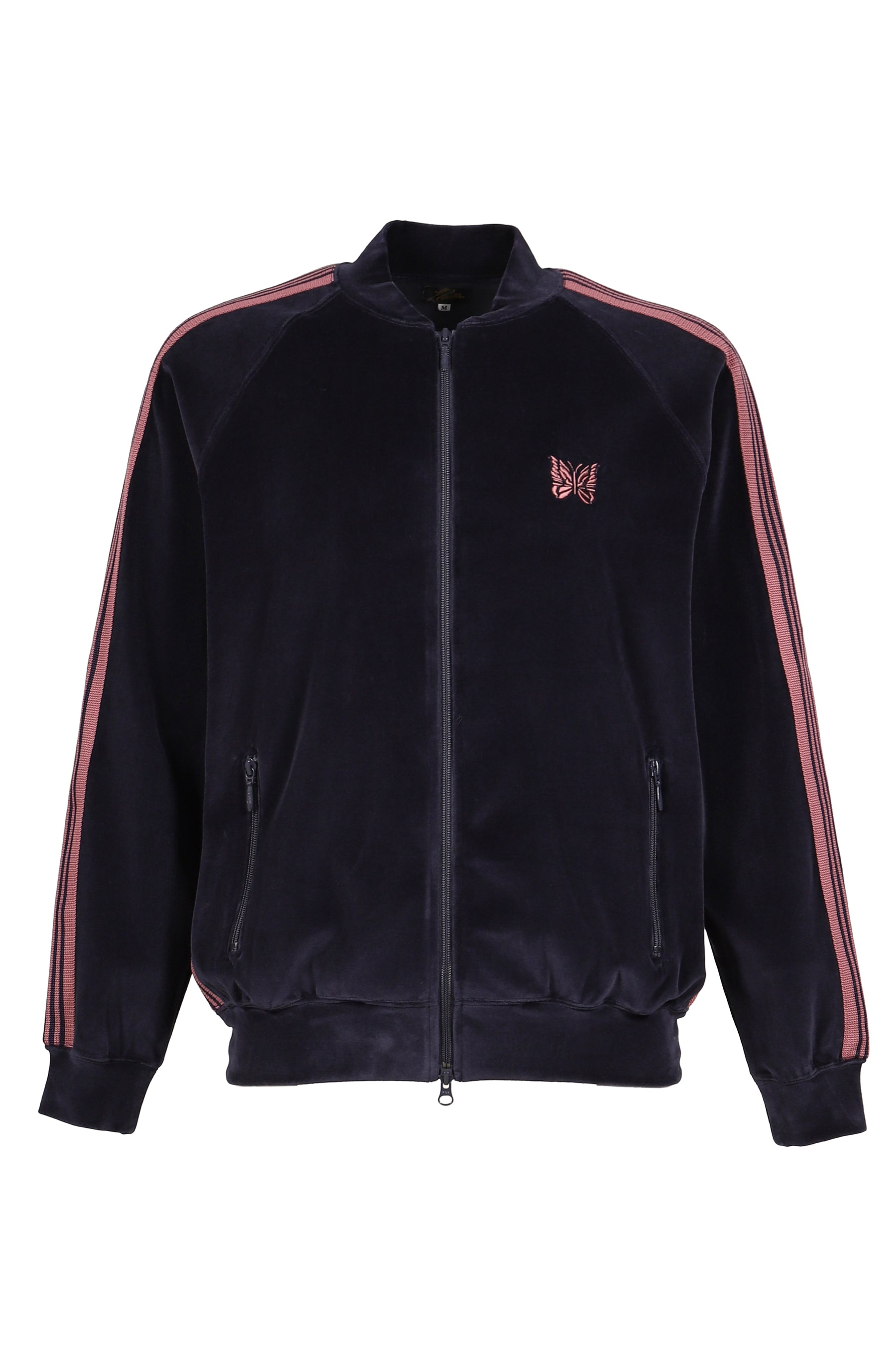 RIB COLLAR TRACK JACKET - C/PE VELOUR / NVY