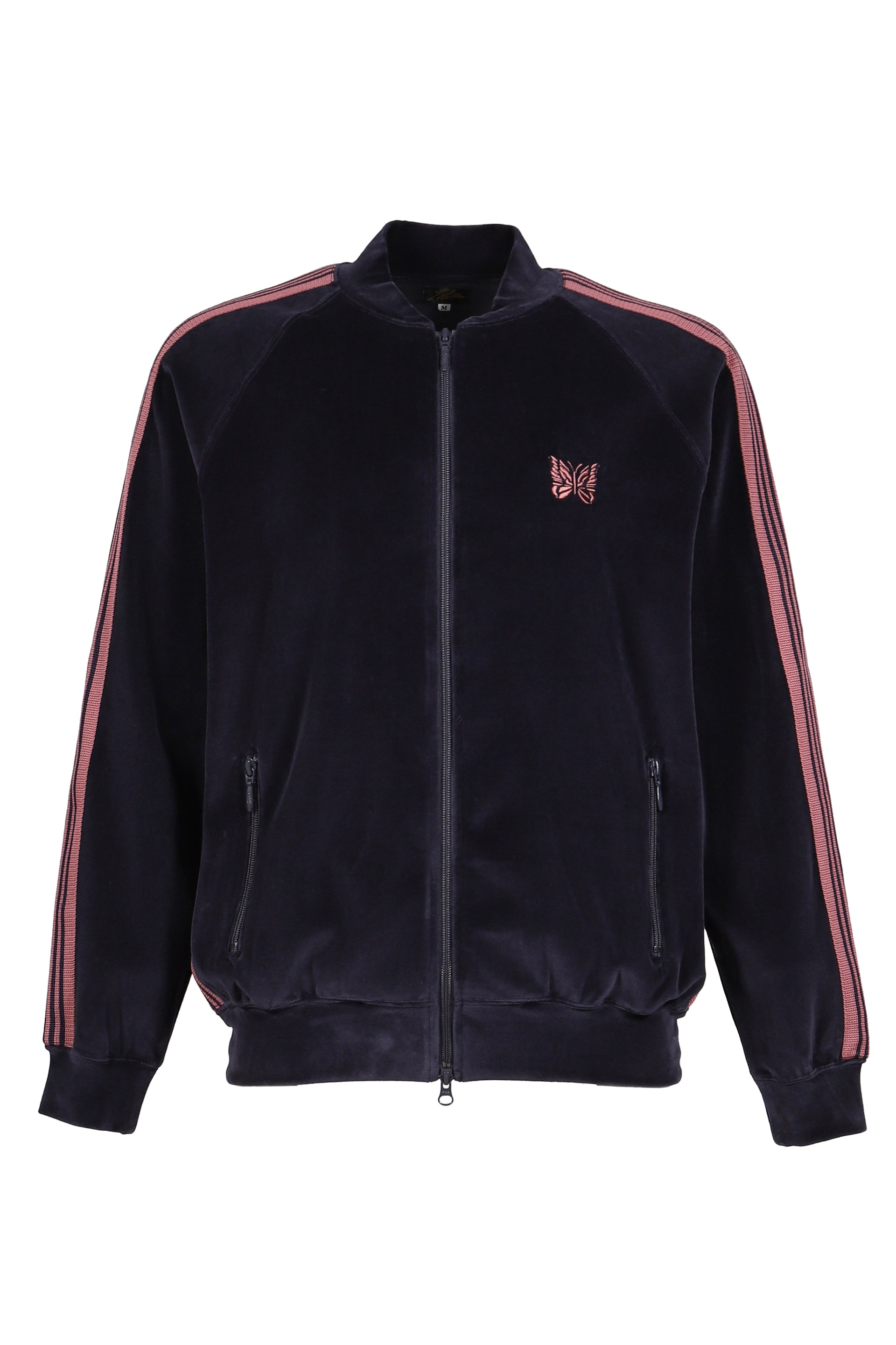 RIB COLLAR TRACK JACKET - C/PE VELOUR / NVY