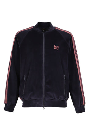 RIB COLLAR TRACK JACKET - C/PE VELOUR / NVY