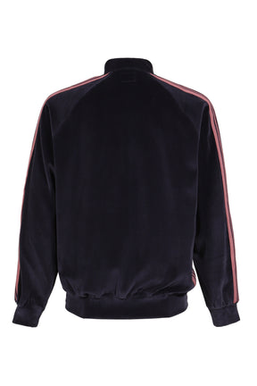 RIB COLLAR TRACK JACKET - C/PE VELOUR / NVY