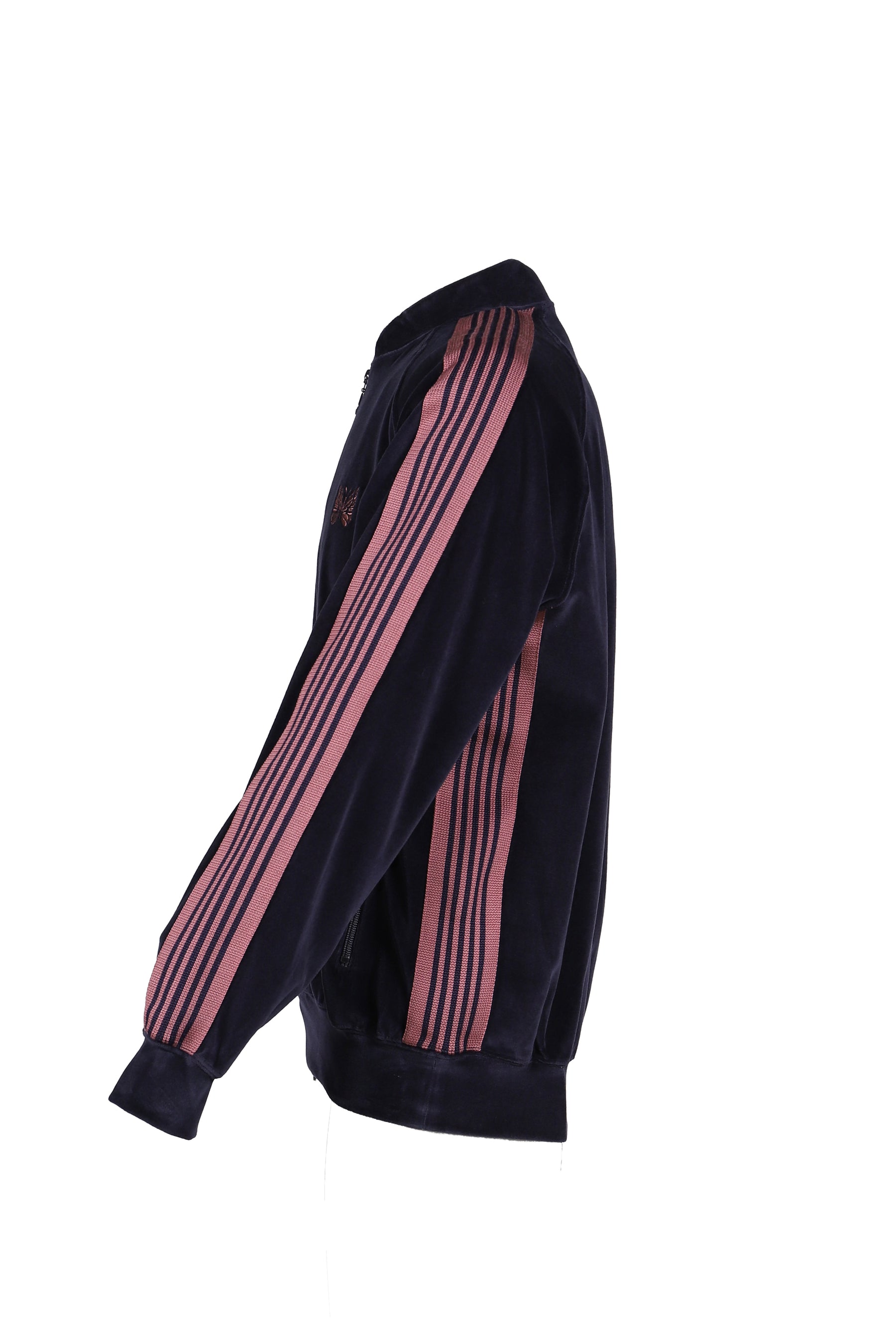 RIB COLLAR TRACK JACKET - C/PE VELOUR / NVY