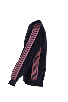RIB COLLAR TRACK JACKET - C/PE VELOUR / NVY