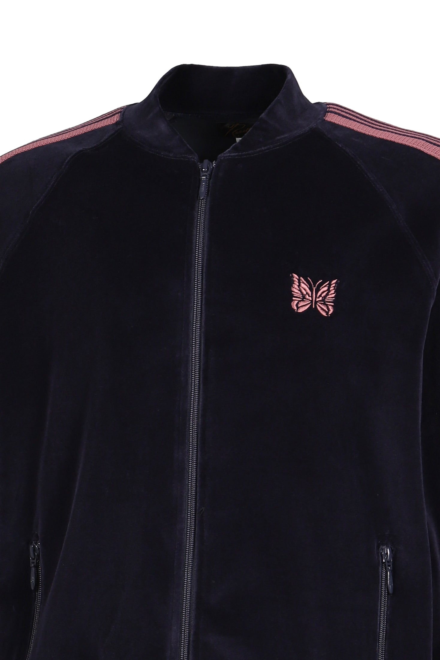 RIB COLLAR TRACK JACKET - C/PE VELOUR / NVY