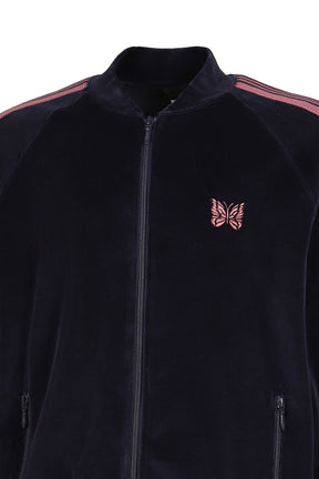 RIB COLLAR TRACK JACKET - C/PE VELOUR / NVY