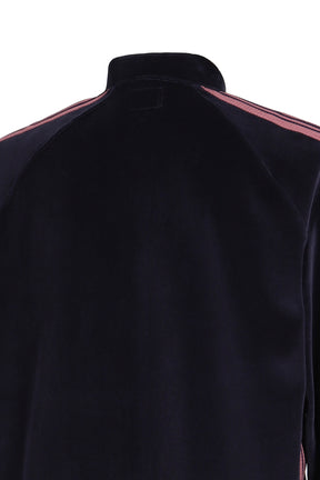 RIB COLLAR TRACK JACKET - C/PE VELOUR / NVY