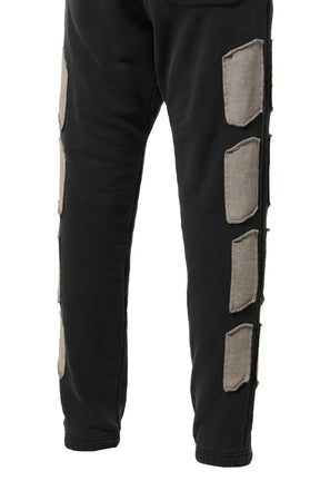 PATCHWORK MOTO SWEATS / WASHED BLK
