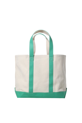 CROWN LOGO EMBROIDERED TWO TONE TOTE BAG / GRN