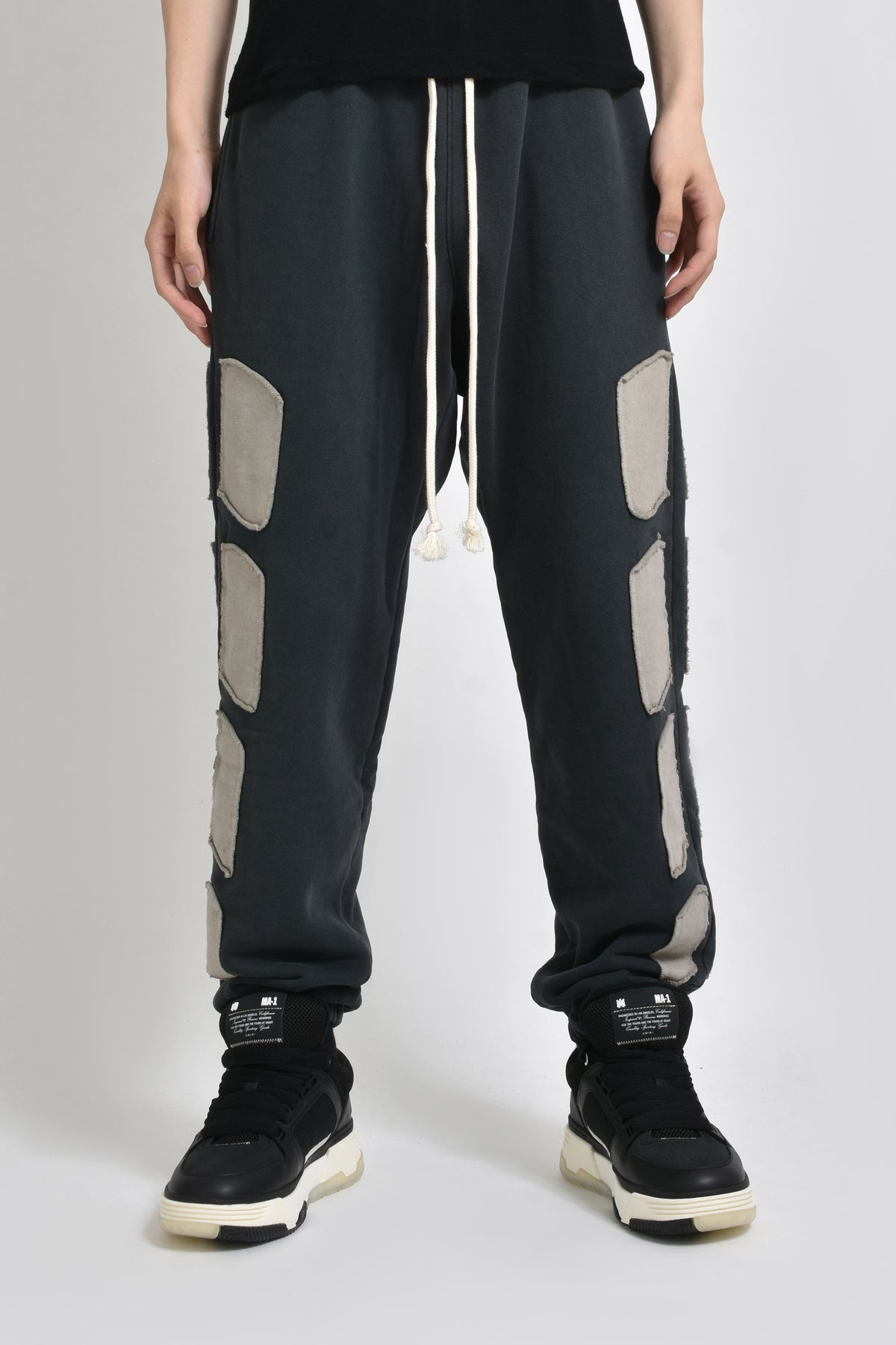 PATCHWORK MOTO SWEATS / WASHED BLK