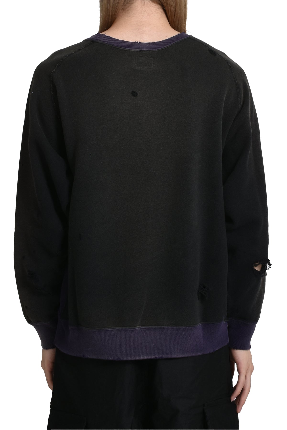 2-TONE CREW NECK SWEAT SHIRT - COTTON FRENCH TERRY / E-BLK