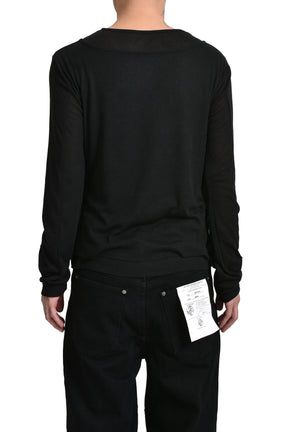 DOUBLE LAYERED LONG SLEEVE (BUTTON) / BLK