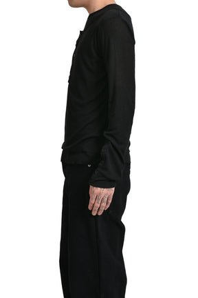 DOUBLE LAYERED LONG SLEEVE (BUTTON) / BLK