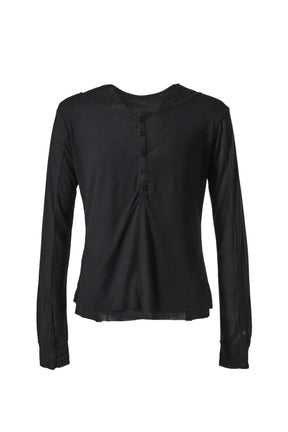 DOUBLE LAYERED LONG SLEEVE (BUTTON) / BLK