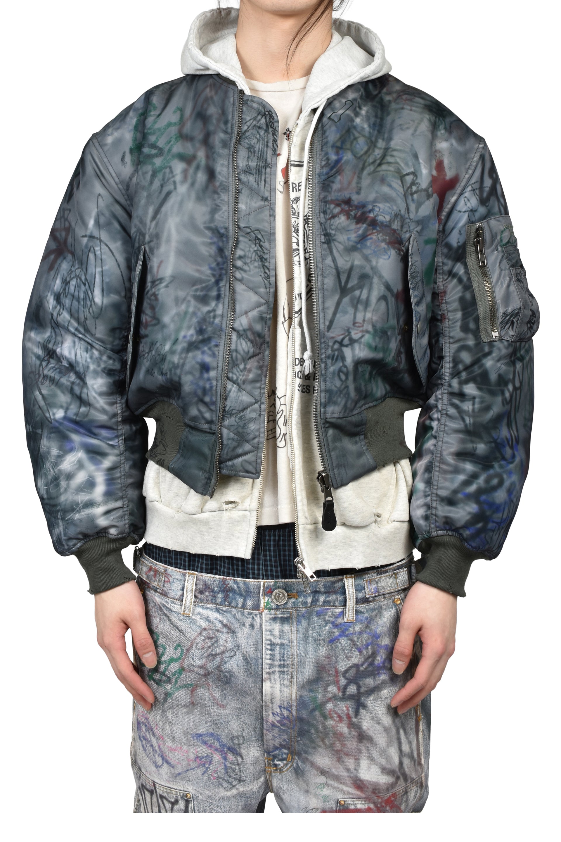 GRAFFITI REVERSIBLE BOMBER JACKET / GRN