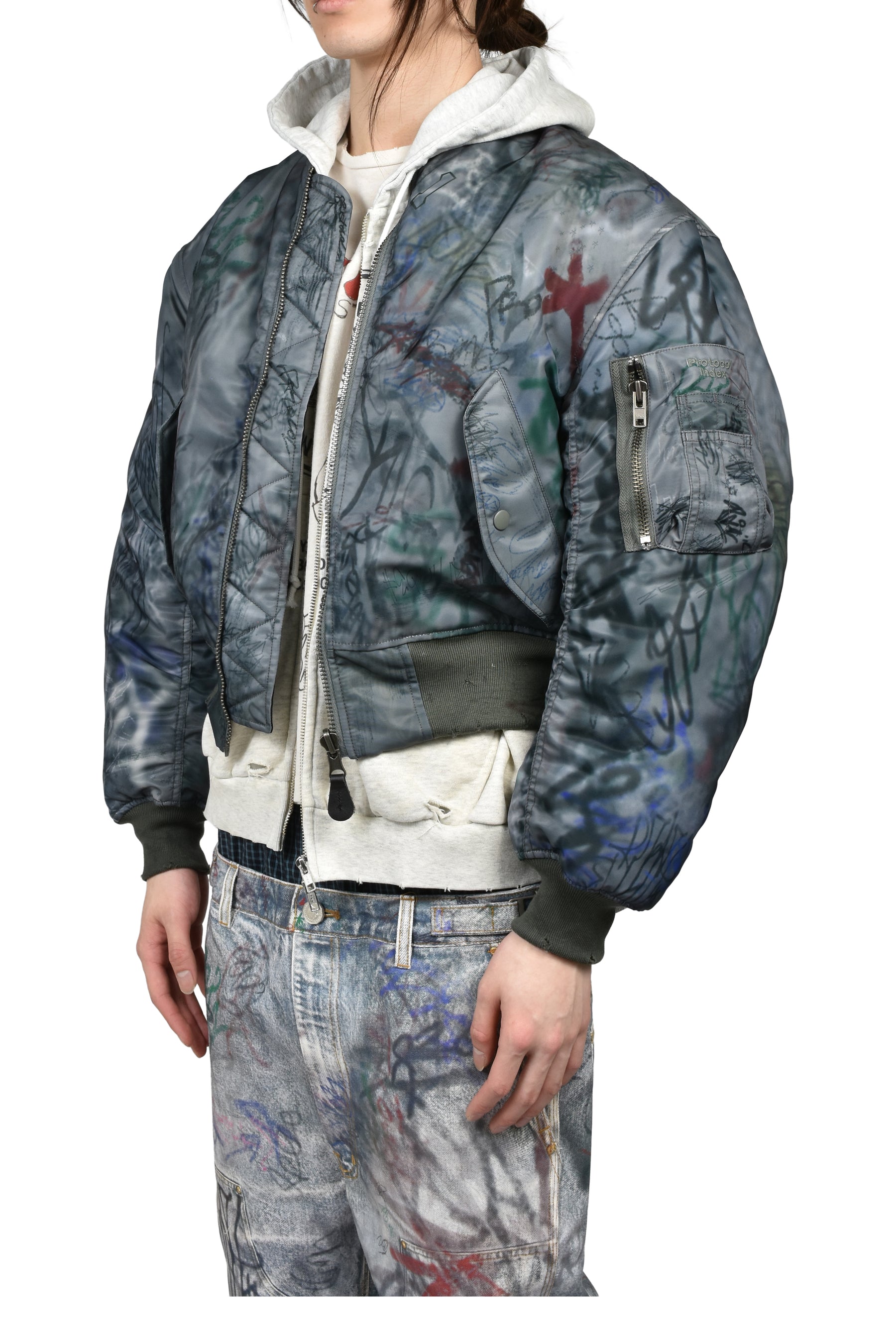GRAFFITI REVERSIBLE BOMBER JACKET / GRN