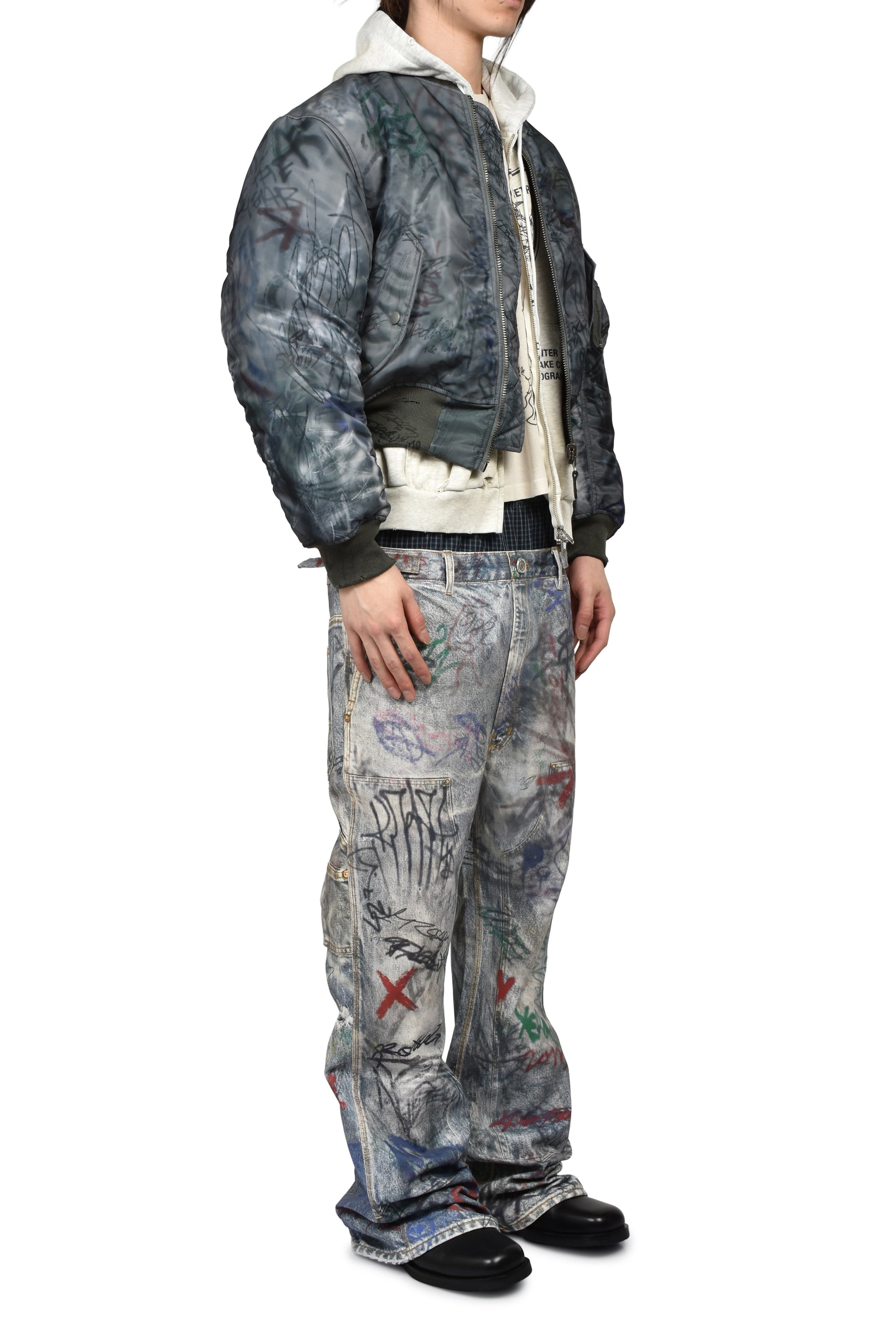GRAFFITI REVERSIBLE BOMBER JACKET / GRN