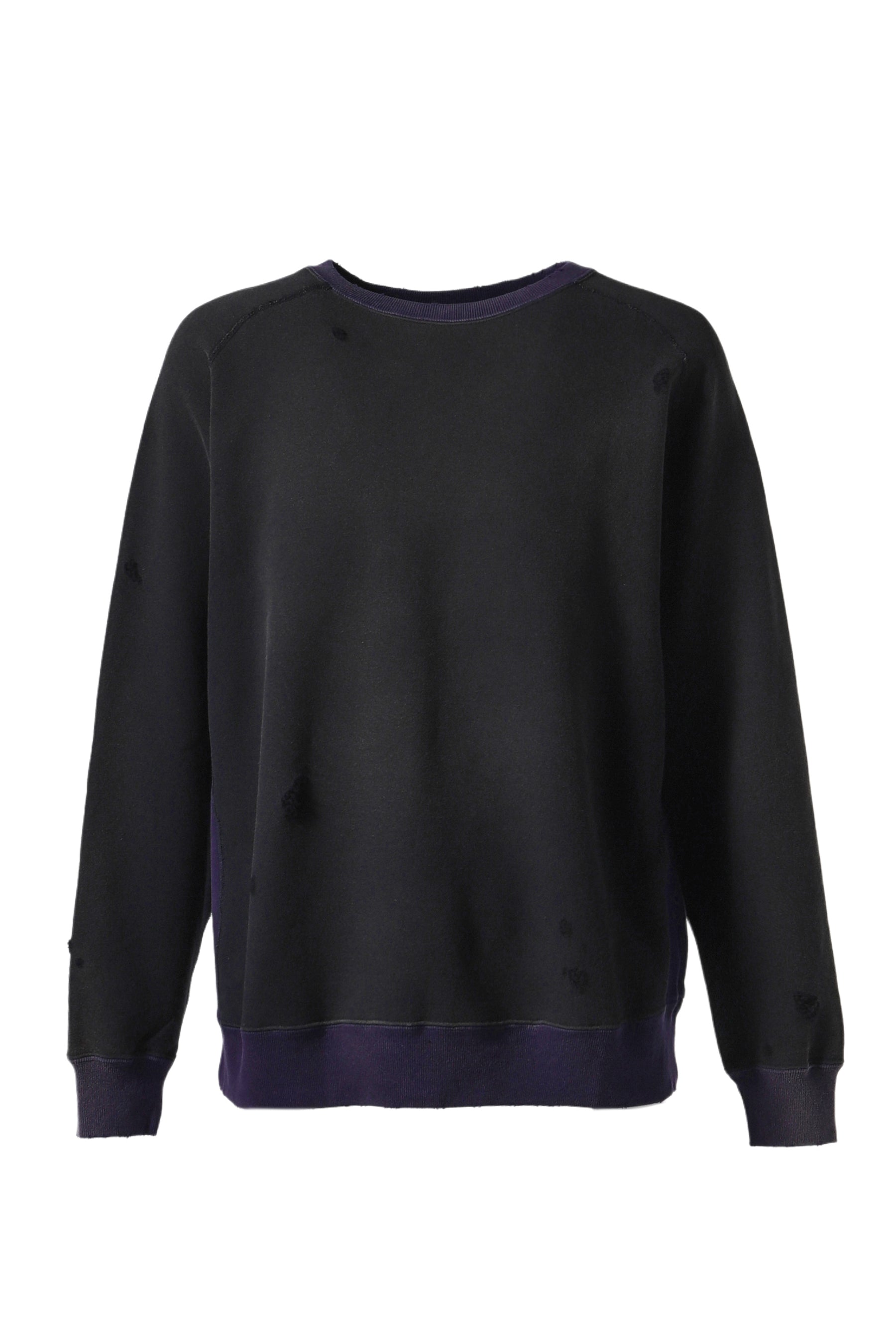 2-TONE CREW NECK SWEAT SHIRT - COTTON FRENCH TERRY / E-BLK