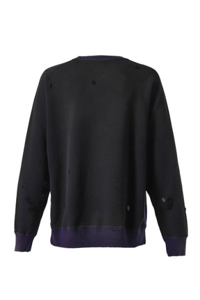 2-TONE CREW NECK SWEAT SHIRT - COTTON FRENCH TERRY / E-BLK