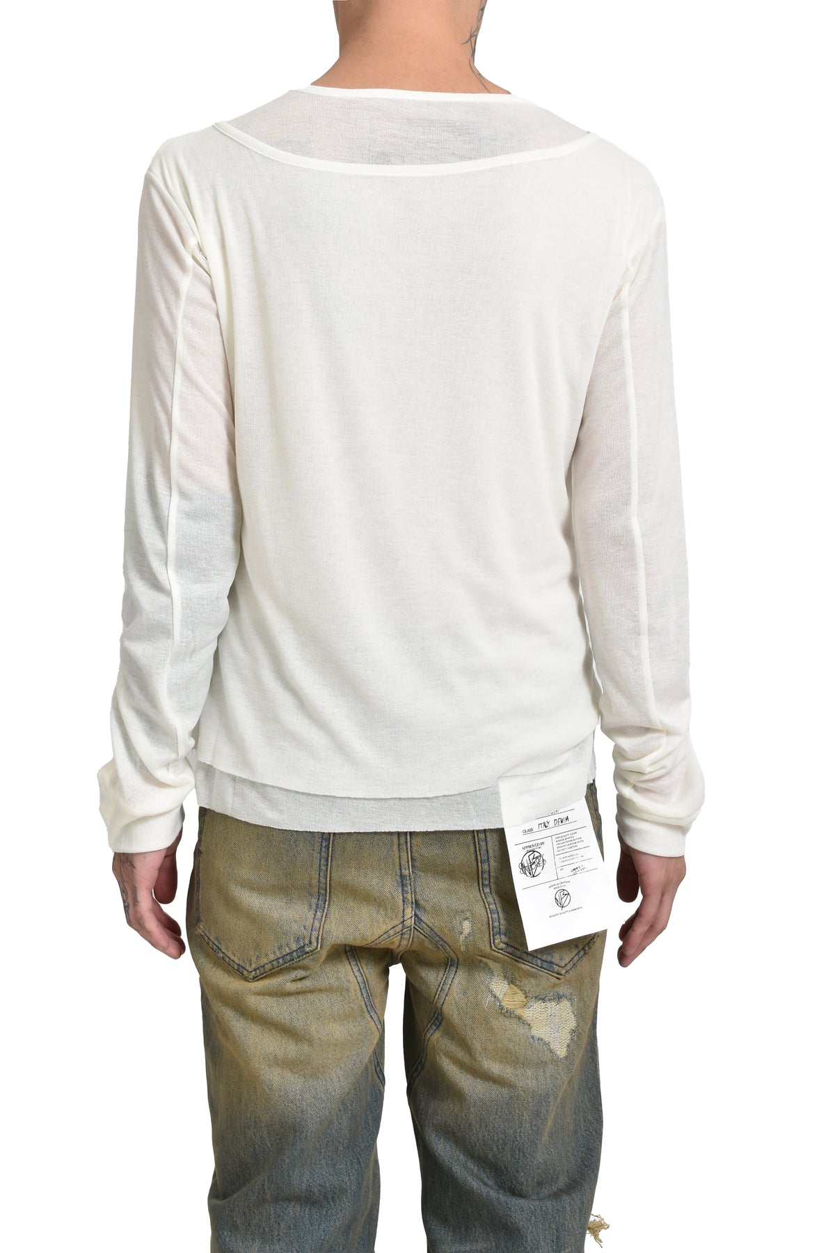 DOUBLE LAYERED LONG SLEEVE (BUTTON) / WHT