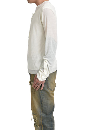 DOUBLE LAYERED LONG SLEEVE (BUTTON) / WHT