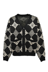 DIAMOND KNIT CARDIGAN / BLK