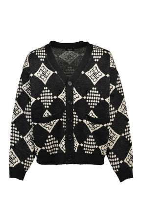 DIAMOND KNIT CARDIGAN / BLK
