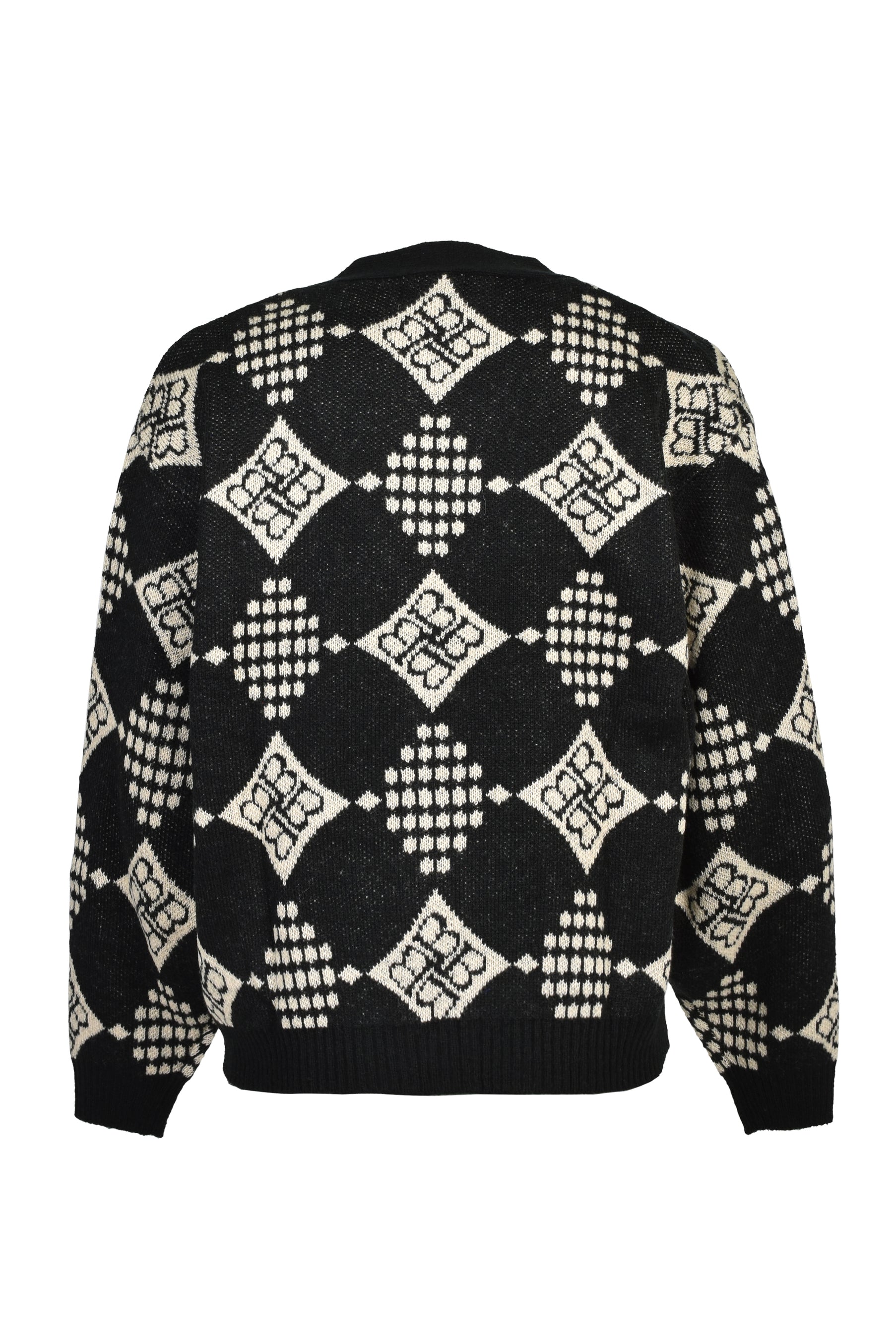 DIAMOND KNIT CARDIGAN / BLK
